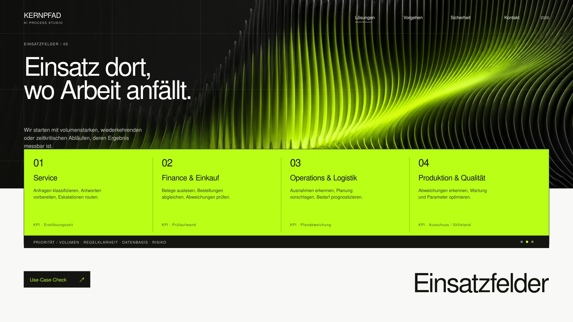 Einsatzfelder in Service, Einkauf, Logistik und Produktion